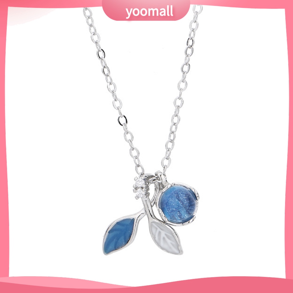 [YM] Vòng cổ Mặt Hình Học Tráng Men Đính Đá Zirconia Màu Sáng Có Thể Điều Chỉnh Mặt Lá Mùa Thu Xanh Dương Biển Quà Tặng Cho Bạn Gái