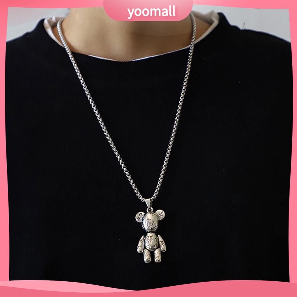 [YM] Vòng cổ Mặt Hình Gấu Robot Bóng Cao Có Thể Di Chuyển Không Gây Dị Ứng Thời Trang Punk Hip Hop Làm Quà Tặng Cho Bữa Tiệc