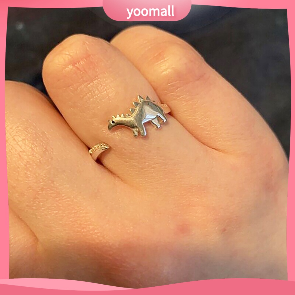 Nhẫn Hở Hình Khủng Long Bằng Kim Loại Thân Thiện Với Da Dễ Thương Có Thể Điều Chỉnh