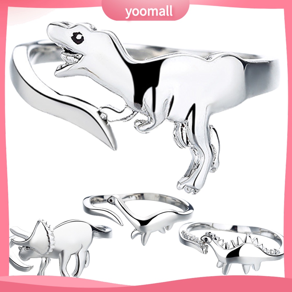 Nhẫn Hở Hình Khủng Long Bằng Kim Loại Thân Thiện Với Da Dễ Thương Có Thể Điều Chỉnh