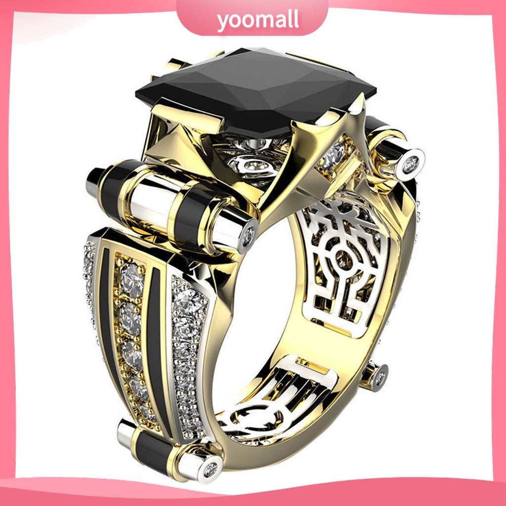 Nhẫn Đính Đá Zircon Sang Trọng Phong Cách Gothic Cổ Điển Dành Cho Nam Nữ