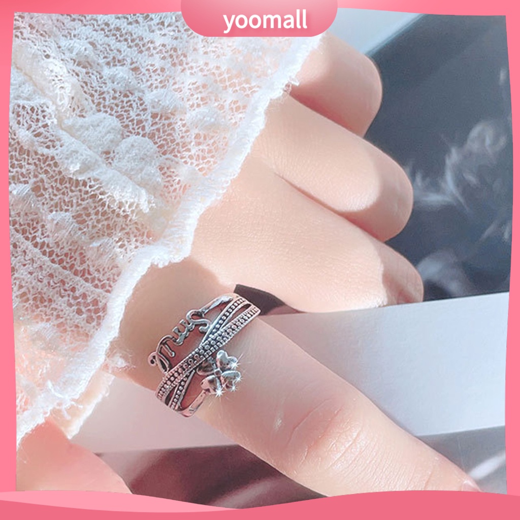 [YM] Nhẫn Hở Nhiều Lớp Thiết Kế Hình Học Thoải Mái Để Trang Trí Hình Cỏ 4 Lá Phong Cách Hàn Quốc Thời Trang