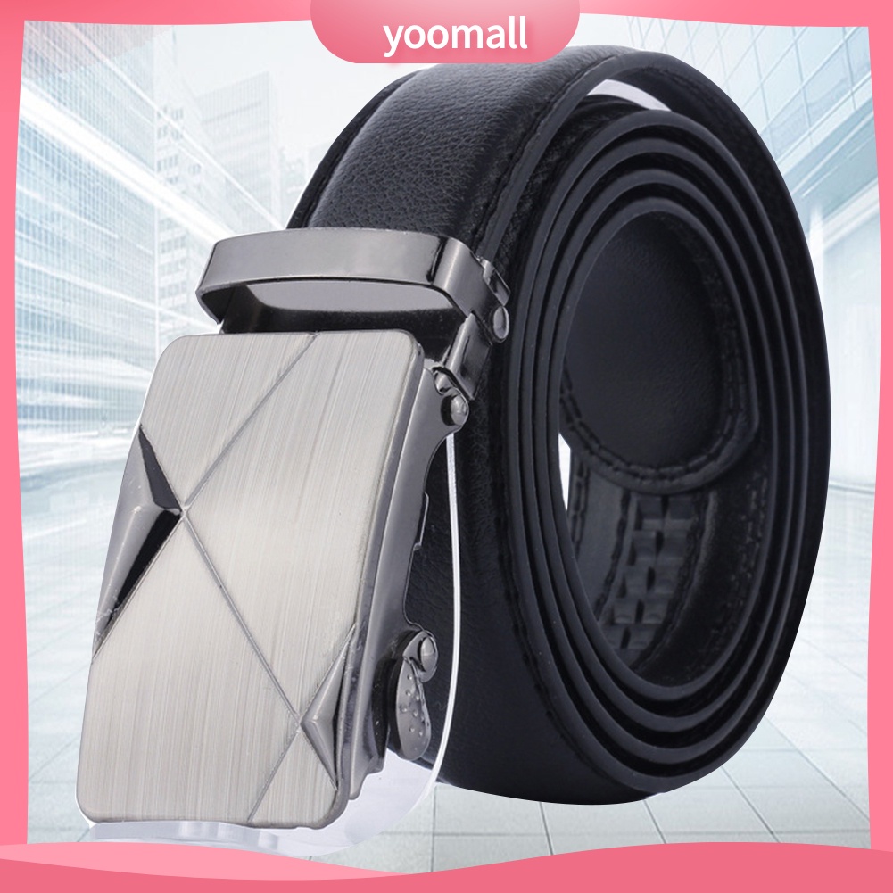 Thắt Lưng Giả Da Màu Trơn Khóa Kim Loại Thời Trang Cho Nam