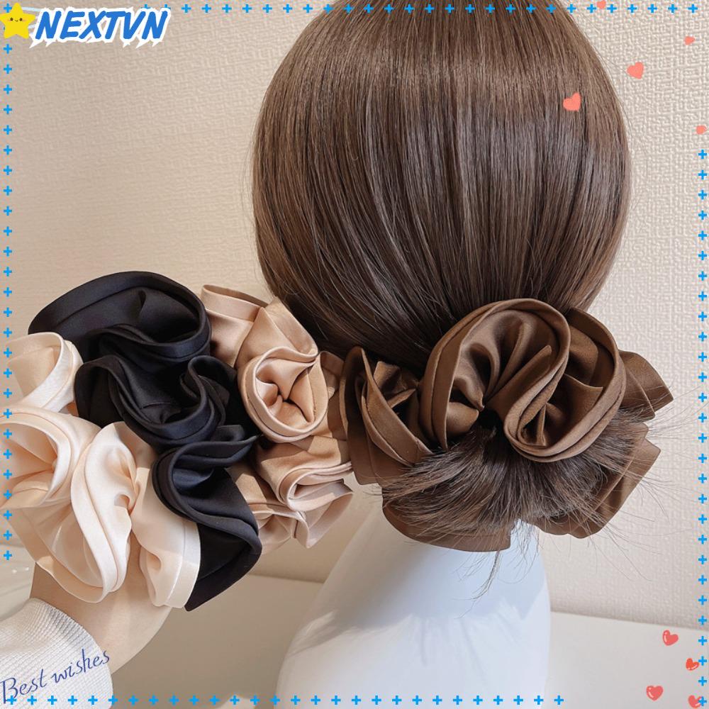 NEXTVN Bộ 2 Dây Cột Tóc Vải Lụa Co Giãn Giá Đỡ