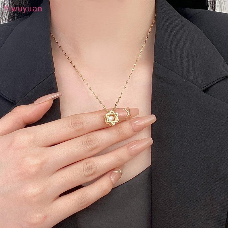 < Yiwuyuan > Dây Chuyền Mặt Ngôi Sao Sáu Cánh Đính Đá Thời Trang Hàn Quốc Nhẹ Nhàng Cho Nữ