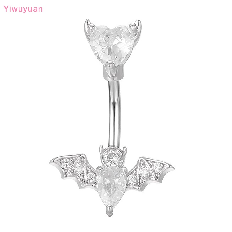 Khuyên Rốn Bằng Thép Không Gỉ Hình Dơi Đính Đá Zircon Quyến Rũ Thời Trang Mới