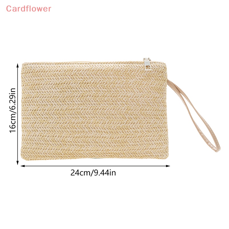 < Cardflower > Ví Dệt Mây Màu Trơn Có Dây Đeo Cổ Tay Thời Trang Nữ Đựng Điện Thoại / Tiền Xu / Thẻ Đi Biển Hàng Ngày Mới