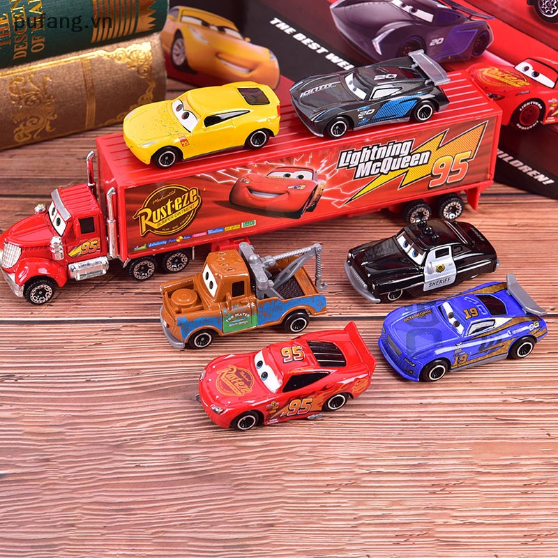 Pufang Set 7 Mô Hình Xe Hơi Kim Loại Lightning McQueen Jackson Storm Mack Uncle