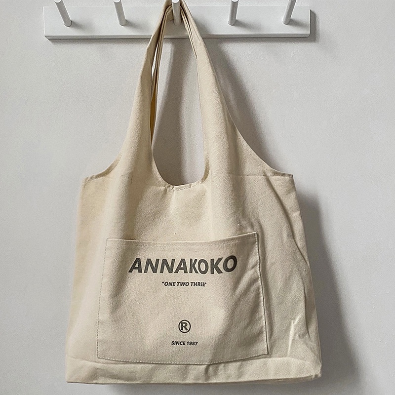 Túi Tote Đeo Vai Vải Canvas Thiết Kế Dễ Thương Cho Học Sinh