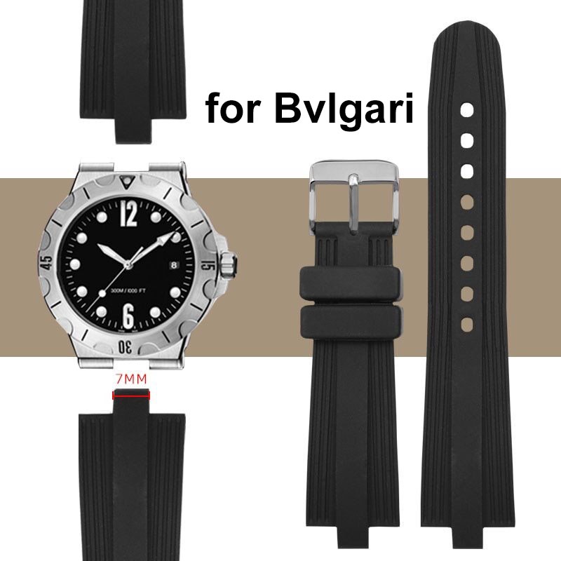 Dây Đeo Cao Su Silicone Mềm Chống Nước Cho Đồng Hồ Bvlgari Band 22 * 7mm