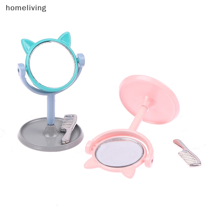 Gương Trang Điểm Mini Hình Tai Thỏ Tỉ Lệ 1 / 12 Cho Nhà Búp Bê