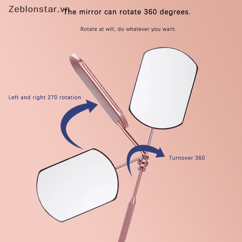 Gương Trang Điểm Bằng Thép Không Gỉ Tay Cầm Dài Có Thể Gập Lại