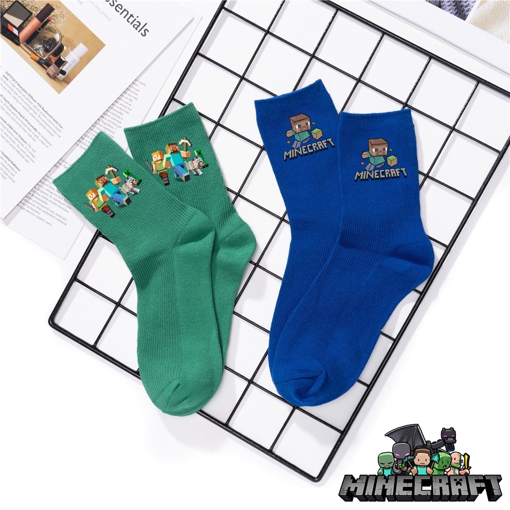 Vớ Cổ Trung In Họa Tiết Hoạt Hình minecraft Thời Trang Cho Nam Và Nữ