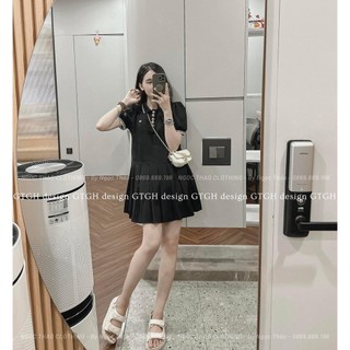 Siuu phẩm váy suông rộng C.N chân xếp ly so hott Hàng freesize