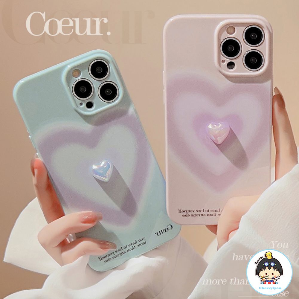 Ốp Điện Thoại TPU Mềm Chống Sốc Mạ Điện Họa Tiết Trái Tim 3D Màu Gradient Cho IPhone 11 12 13 14 Pro Max