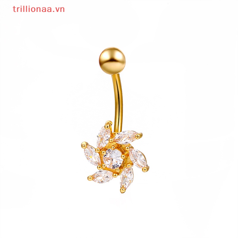 Khuyên Rốn Đính Đá Hình Hoa Thời Trang Chất Lượng Cao