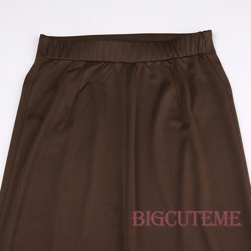 Chân Váy Bút Chì Lưng Cao Màu Trơn Phong Cách Retro