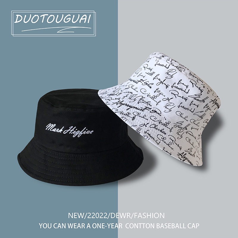 Nón Tai Bèo Hai Mặt In Chữ Phong Cách Hàn Quốc Thời Trang Mùa Hè Cho Nam