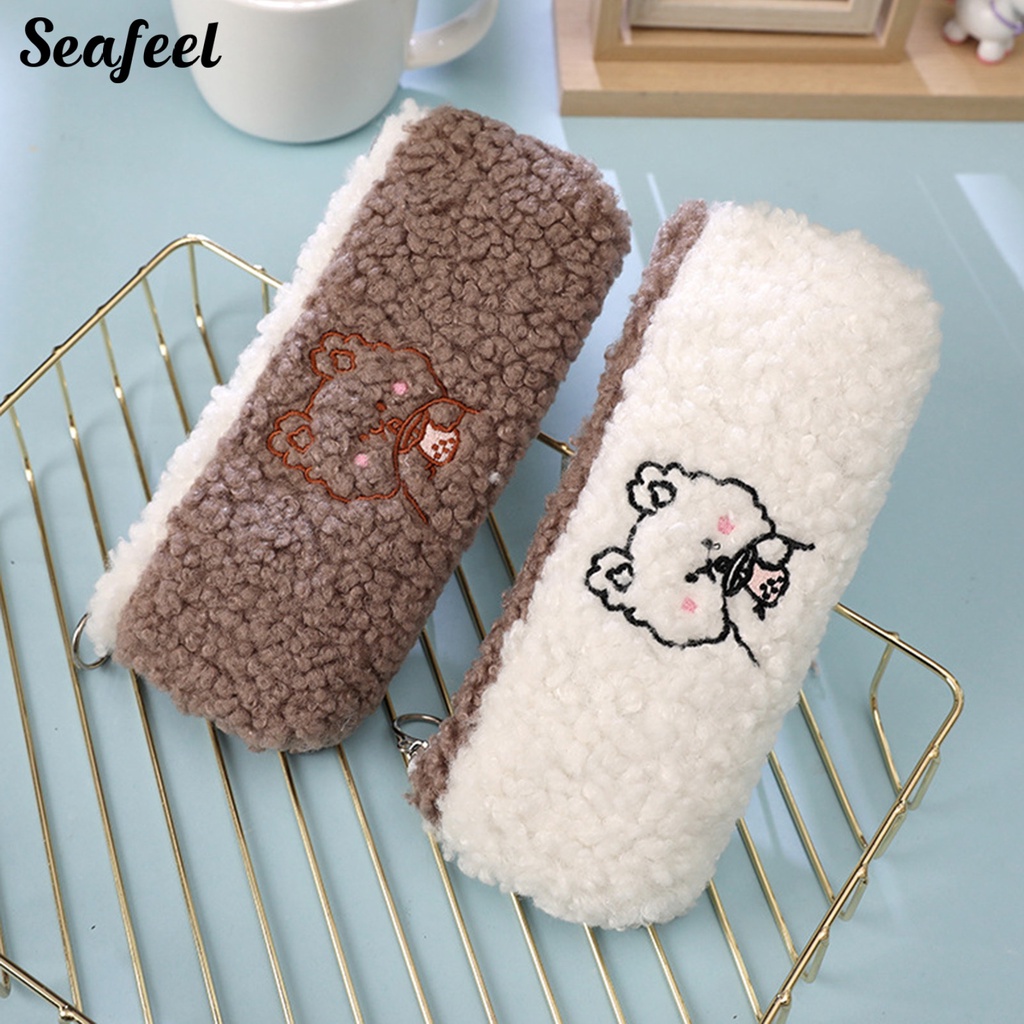 Túi Đựng Bút Chì Sức Chứa Lớn Có Khóa Kéo Hình Gấu Dễ Thương Tiết Kiệm Không Gian