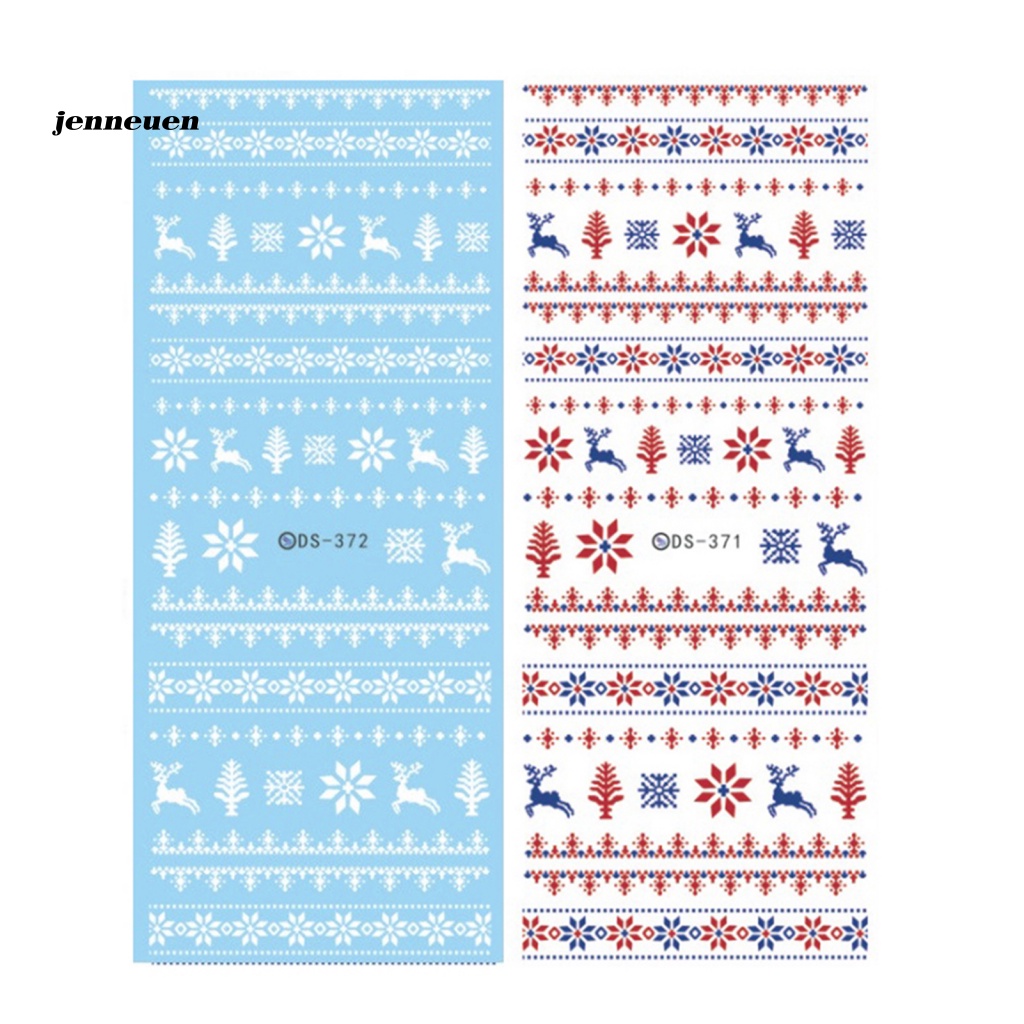 1 Tờ Nhãn Dán Móng Tay Họa Tiết Giáng Sinh Dễ Thương