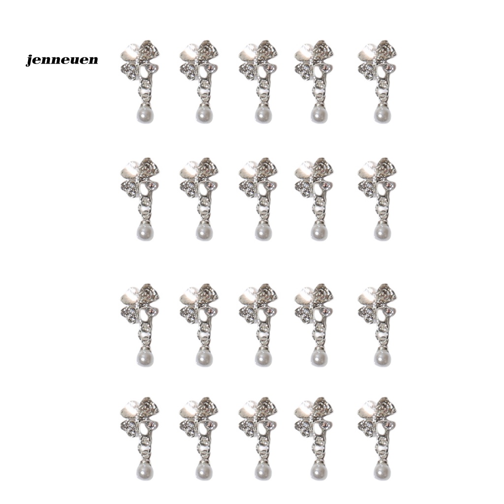 Bộ 20 Phụ Kiện Trang Trí Móng Tay Hình Nơ 3D Bằng Hợp Kim Lấp Lánh