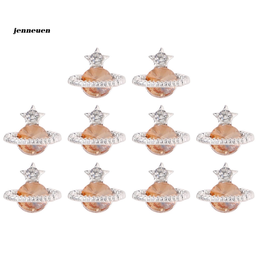 Set 10 Phụ Kiện Trang Trí Móng Tay Nghệ Thuật Bằng Hợp Kim Đính Đá Zircon Đẹp Mắt