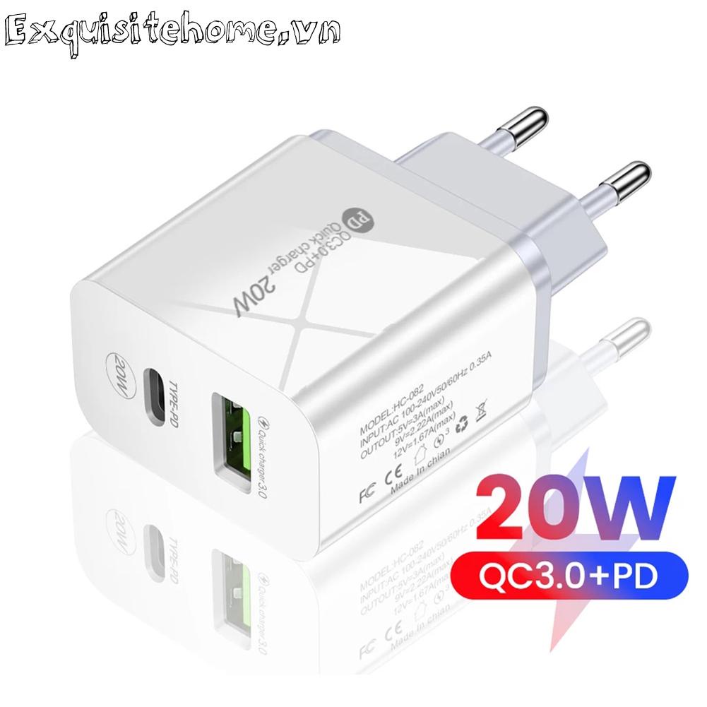 Cốc Sạc 20W Siêu Nhẹ Gắn Tường Tiện Dụng Cho Huawei Xiaomi Samsung