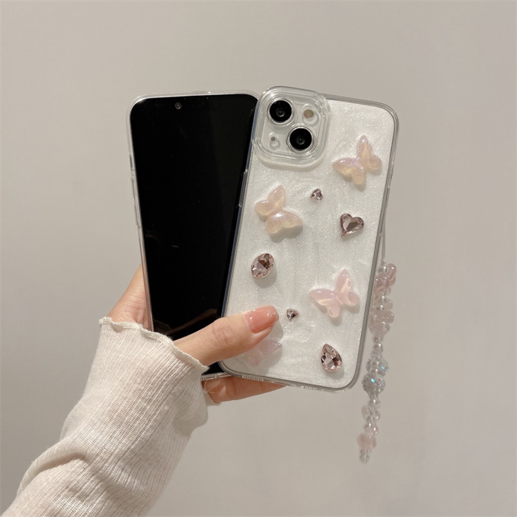 Ốp Điện Thoại In Nổi Hình Bướm Hồng Phong Cách Hàn Quốc Chống Rơi Vỡ Cho Apple Iphone 15promax 13 11 14pro 13pro 14