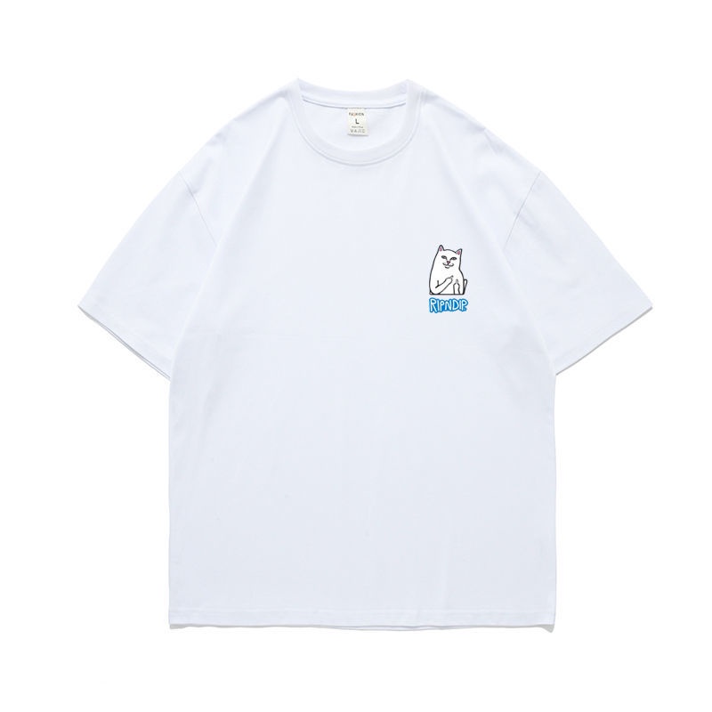 Ripndip Áo Thun Tay Ngắn In Hình Mèo Hoạt Hình Thời Trang Dành Cho Cặp Đôi