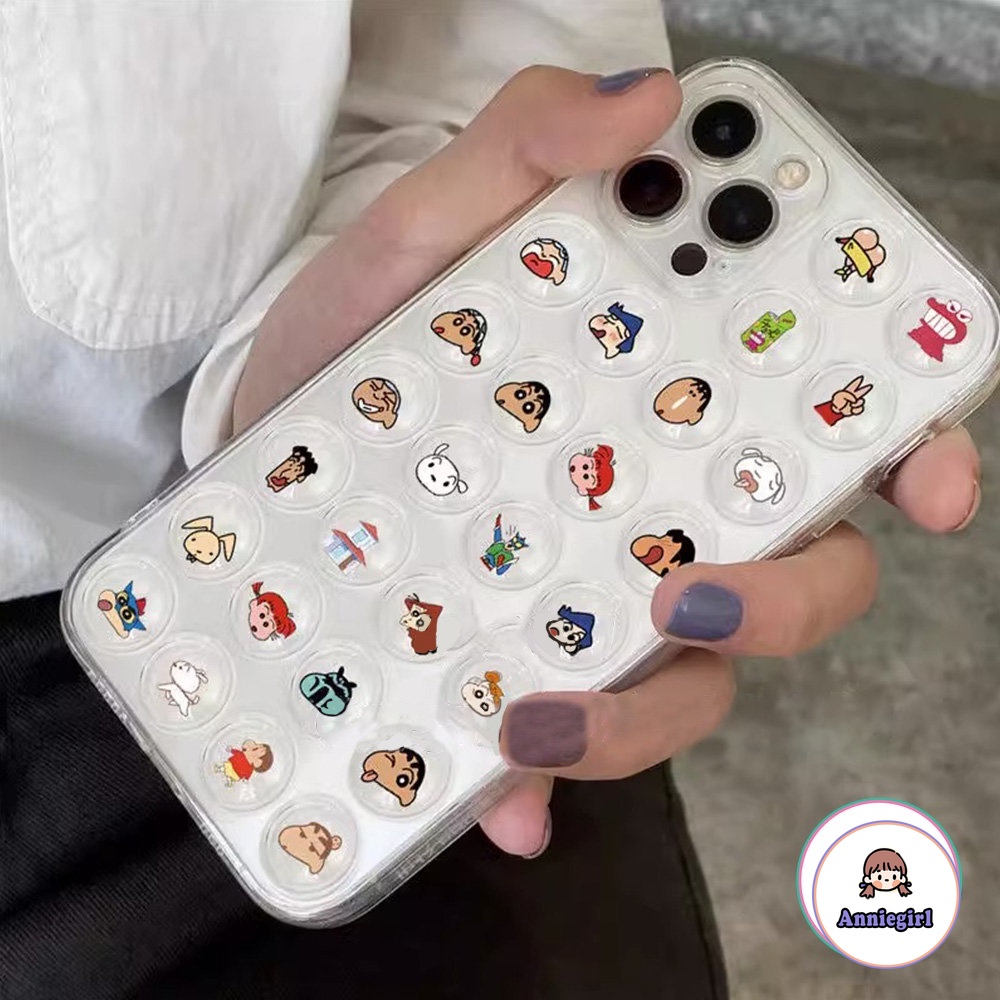 Ốp Điện Thoại Dẻo Trong Suốt Họa Tiết Hoạt Hình Cậu Bé Bút Chì 3D Cho iPhone 14 Pro 11 12 13 Pro Max X XR XS 7 8 Plus