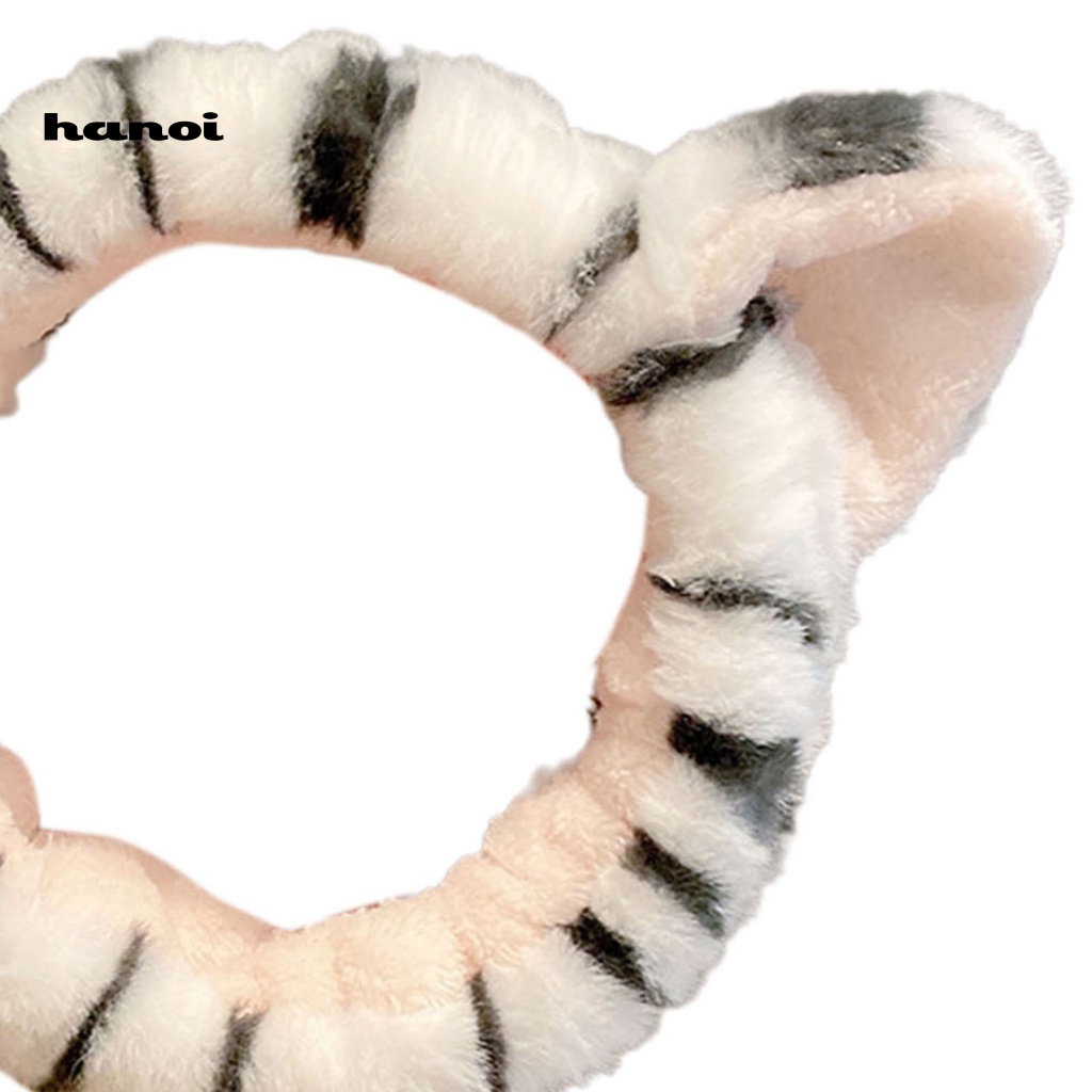 Băng Đô Cài Tóc Co Giãn Tốt In Họa Tiết Tai Hổ Hoạt Hình Cho Nữ Rửa Mặt