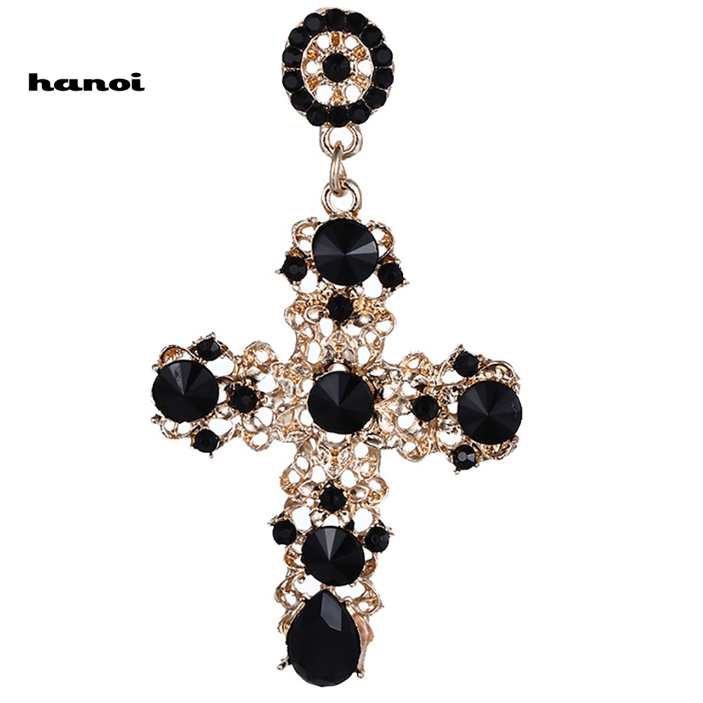 Bông Tai Thánh Giá ĐíNh Kim Cương Giả Phong CáCh Cổ ĐiểN