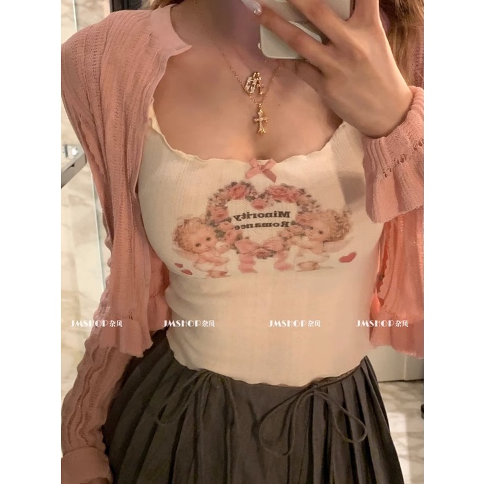 Áo Hai Dây Dáng Ôm In Họa Tiết Thời Trang Cho Bạn Gái