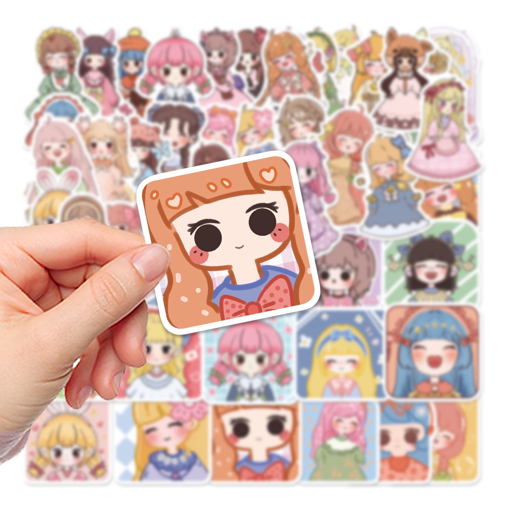 Bộ 50 Miếng Dán Hoạt Hình Bé Gái Đáng Yêu Trang Trí Vali / Laptop / Điện Thoại