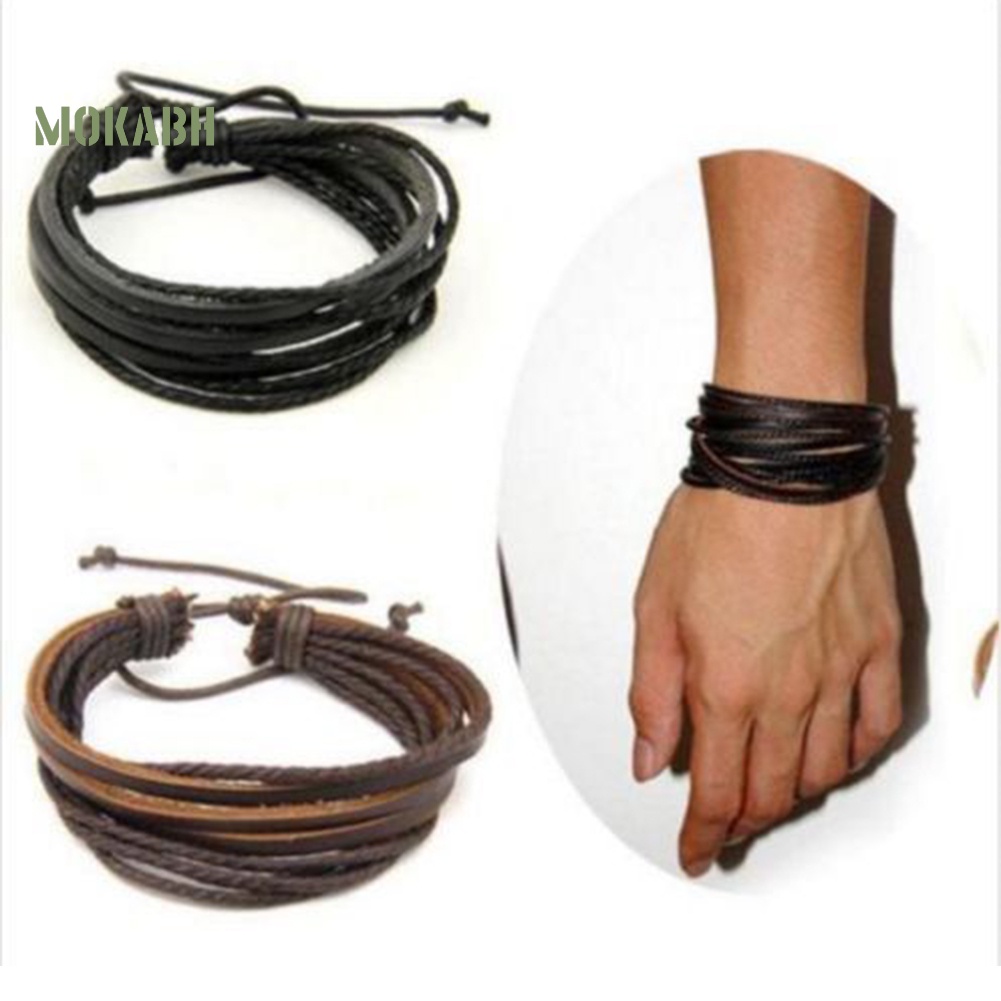 Vòng Tay Giả Da Nhiều Lớp Phong Cách Vintage Cho Nam Nữ