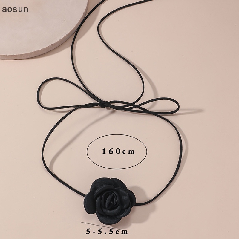 Aosun Vòng Cổ Choker Nhung Dài Đính Hoa Trà Lớn Cho Nữ EN
