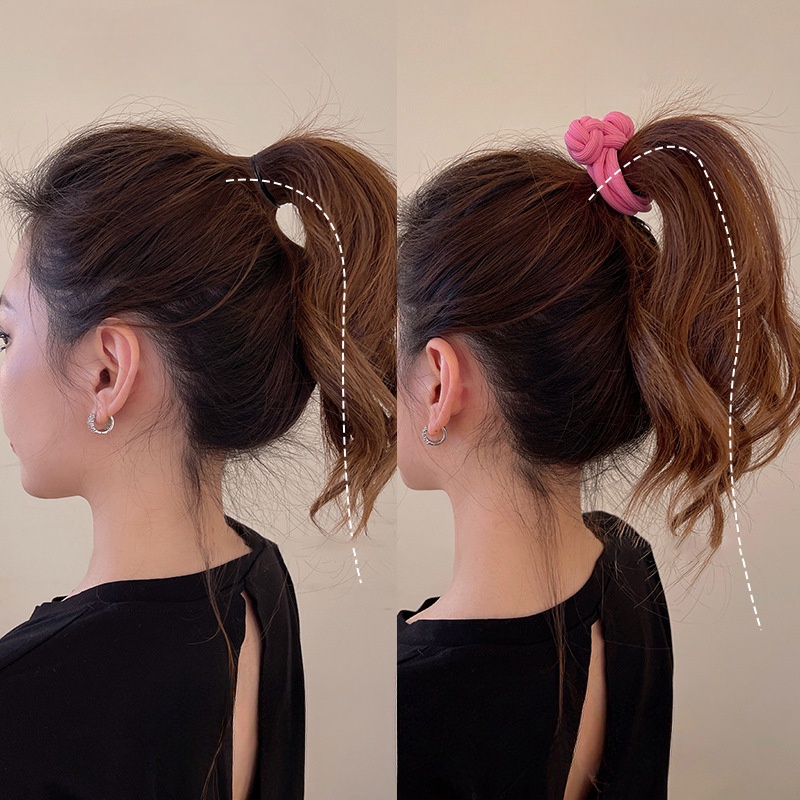 Dây Cột Tóc Cao Su Co Giãn Màu Đen / Hồng Xinh Xắn Thời Trang Mùa Hè Cho Nữ