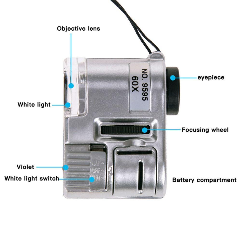 Moc Kính Lúp Phóng Đại 60 Lần Cầm Tay mini Có Đèn led Soi Tia uv
