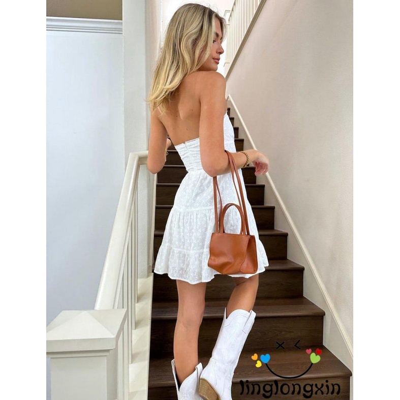 Đầm Ngắn Không Tay 2 Dây Hở Vai In Hoa Thời Trang Mùa Hè Cho Nữ