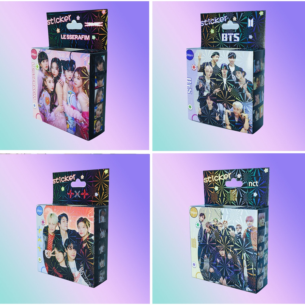 Hộp 200 Nhãn Dán Trang Trí In Chữ BT-S TWICE STRAY KIDS NCT EN-HYPEN TXT