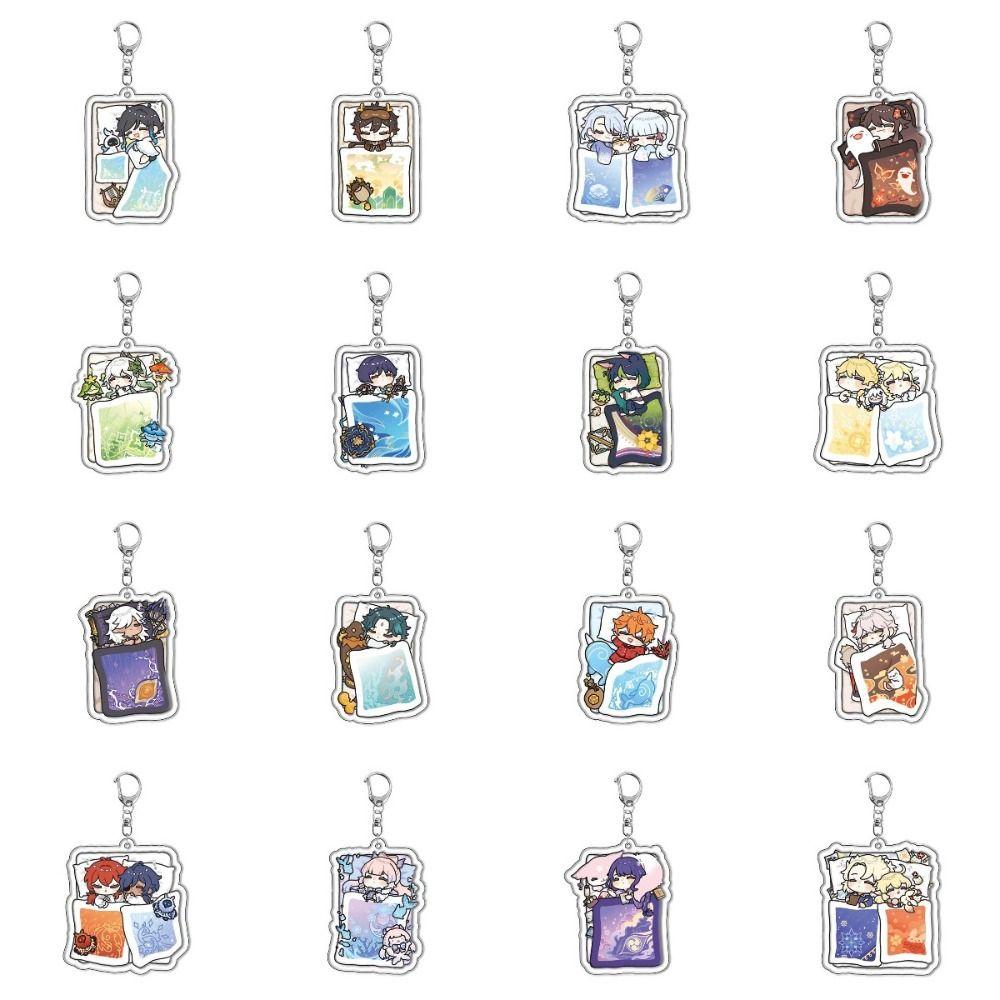 Mmluck Genshin Va Chạm Móc Khóa Bằng Acrylic Họa Tiết Hoạt Hình Anime Genshin Va Chạm Trang Trí Túi Xách Đi Học