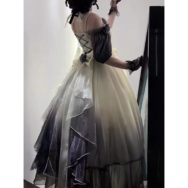 Đầm Công Chúa Dáng Dài Màu Hồng Gradient Phong Cách lolita