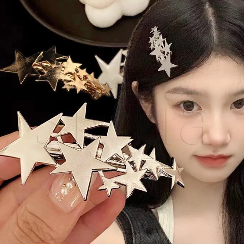 Kẹp Tóc Đuôi Ngựa Bằng Kim Loại Hình Ngôi Sao Năm Cánh Phong Cách Hàn Quốc Thanh Lịch Đơn Giản Dành Cho Nữ Y2k