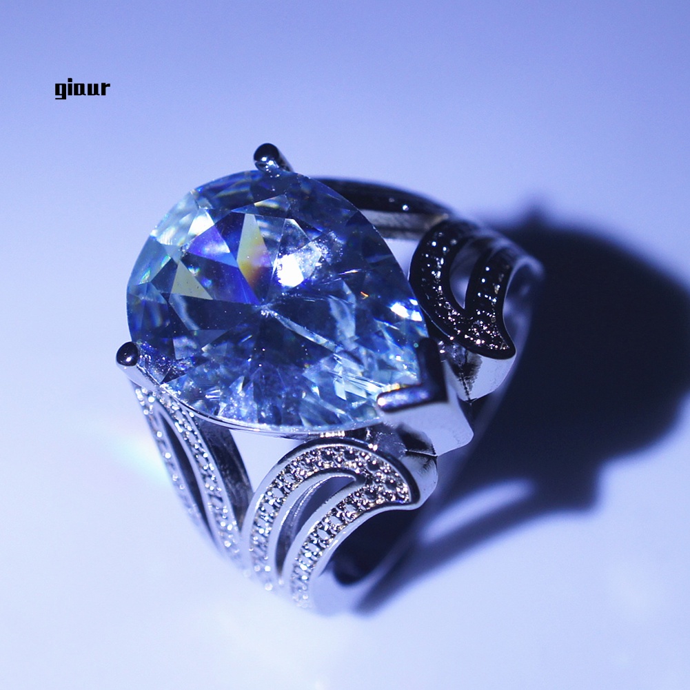 Nhẫn Đính Đá Hình Giọt Nước Họa Tiết Hoa Thời Trang Cho Nữ