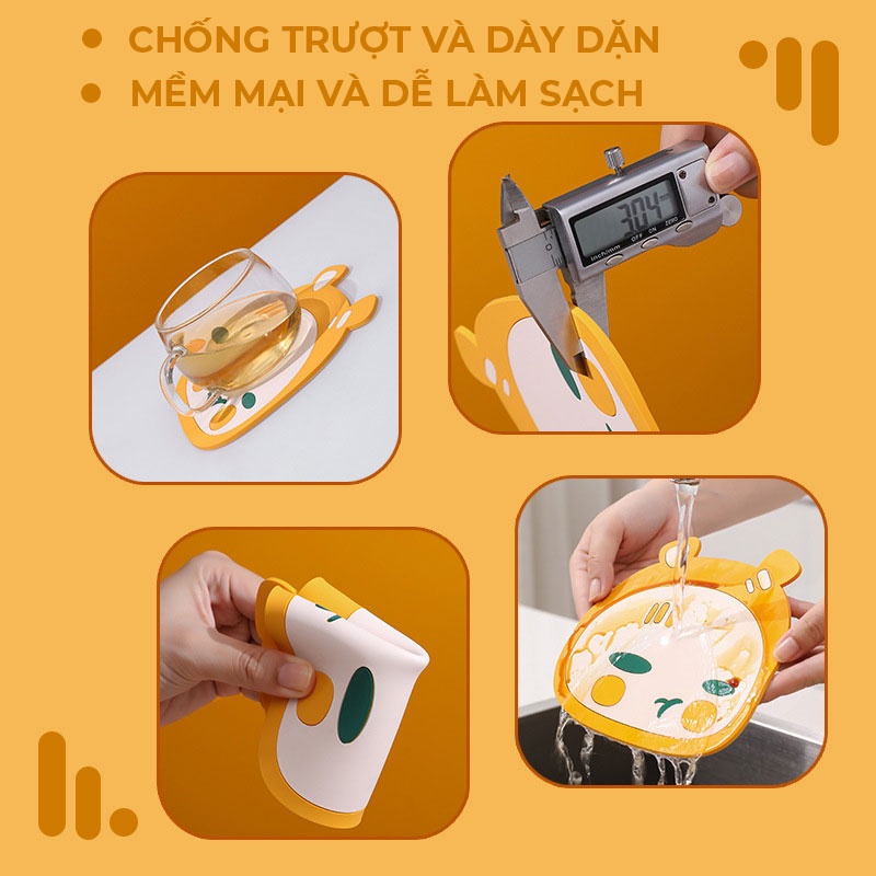 Miếng lót ly lót cốc lót nồi silicon chống trơn trượt hình trái cây dễ thương FESSON HOME