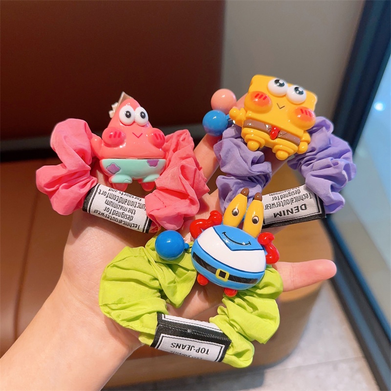 2023 cartoon ponytail scrunchy hair band spongebob squarepants cao su