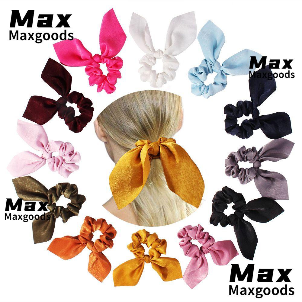 Dây Cột Tóc Scrunchie Bằng Lụa Nhiều Màu Có Tai Thỏ Cho Nữ