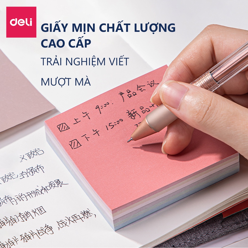 Giấy note ghi chú giấy nhớ 6 màu cho bullet journal calligraphy học sinh Deli - 21553