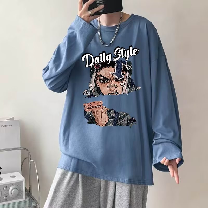 Áo phông nam big size có size lớn M-8xl Áo Thun Tay Dài Oversize Chất Liệu Cotton In Hình anime Phong Cách hip hop Đường Phố Mỹ Dành Cho Nam Nữ