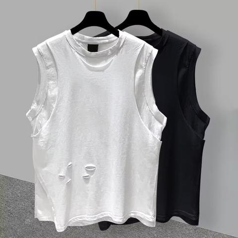 Áo Thun Ba Lỗ Giả Hai Lớp Màu Sắc Trơn Phong Cách Hàn Quốc Thời Trang Mùa Hè Cho Nam Giới Có Size M-3XL